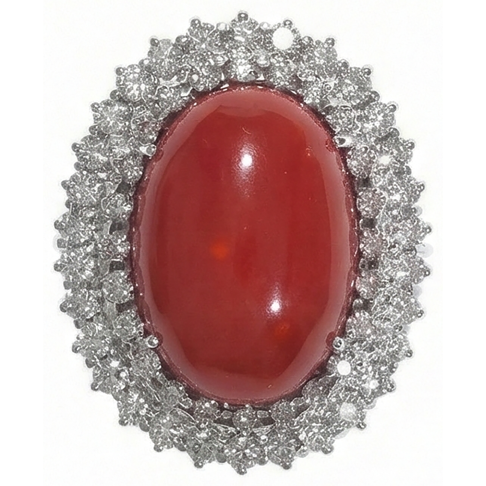 Red Coral Halo Cocktail Ring