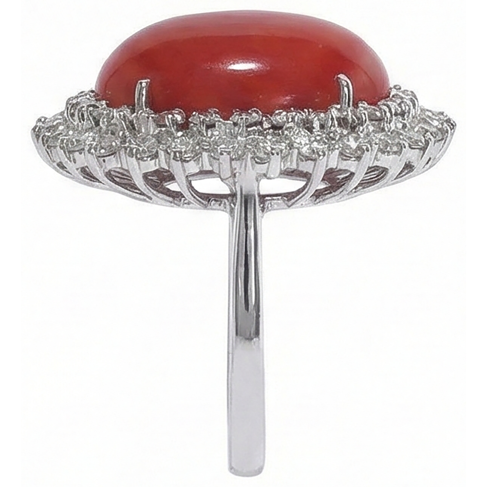 Red Coral Halo Cocktail Ring