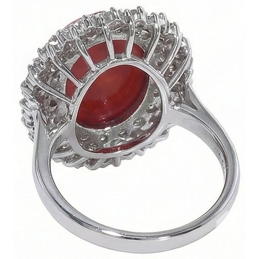 Red Coral Halo Cocktail Ring