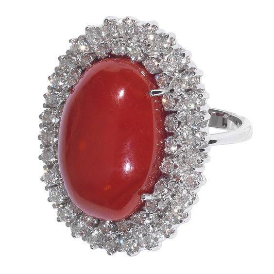 Red Coral Halo Cocktail Ring