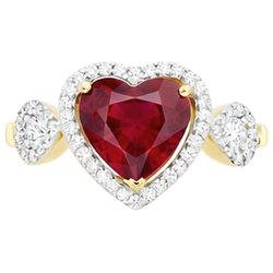 Red Heart Cut Ruby Natural Earth Mined Diamond Ring 6.65 Ct Jewellery Yellow Gold