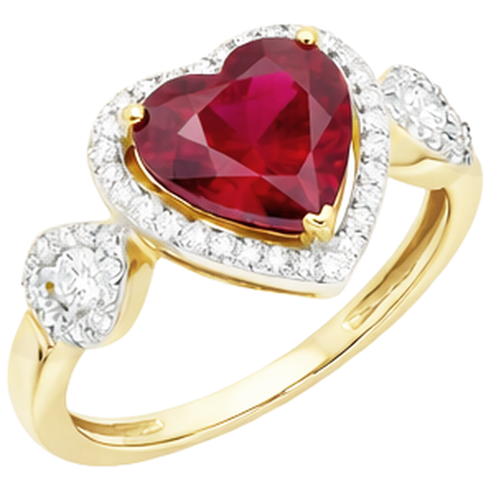 Red Heart Cut Ruby Natural Earth Mined Diamond Ring 6.65 Ct Jewellery Yellow Gold