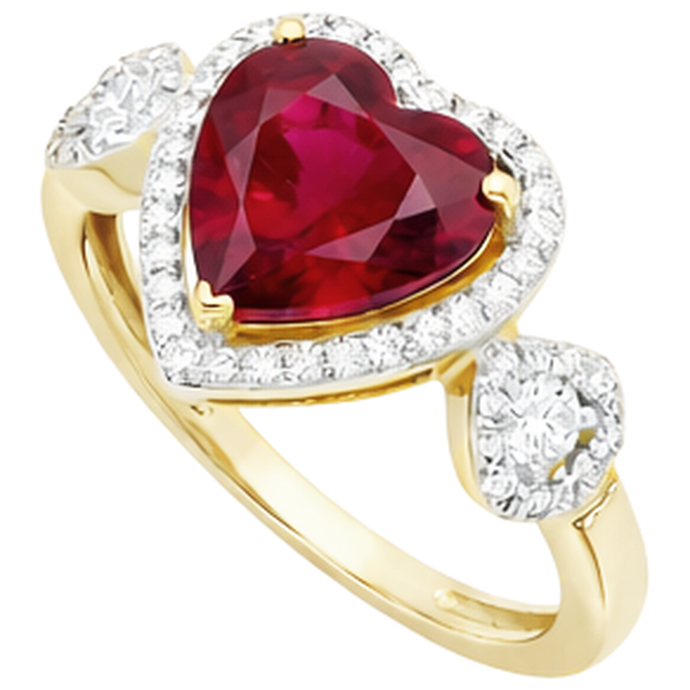 Red Heart Cut Ruby Natural Earth Mined Diamond Ring 6.65 Ct Jewellery Yellow Gold