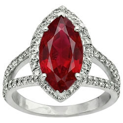 Red Marquise Cut Halo Ruby Natural Earth Mined Diamond Ring White Gold 5.55 Ct
