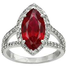 Red Marquise Cut Halo Ruby Natural Earth Mined Diamond Ring White Gold 5.55 Ct
