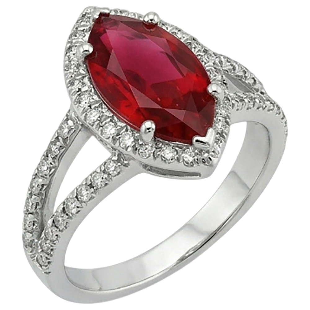 Red Marquise Cut Halo Ruby Natural Earth Mined Diamond Ring White Gold 5.55 Ct