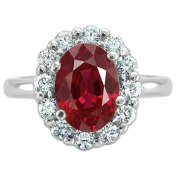 Natural Ruby Ring 5ct - White Gold 14K