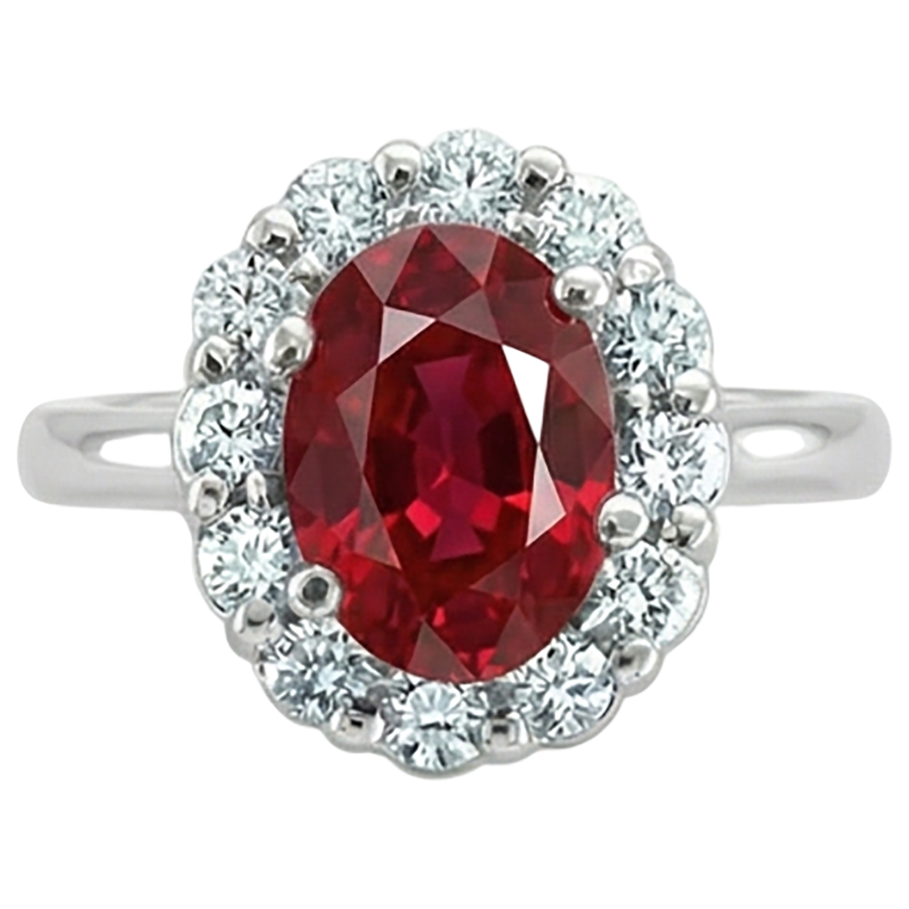 natural round ruby 5ct ring front view