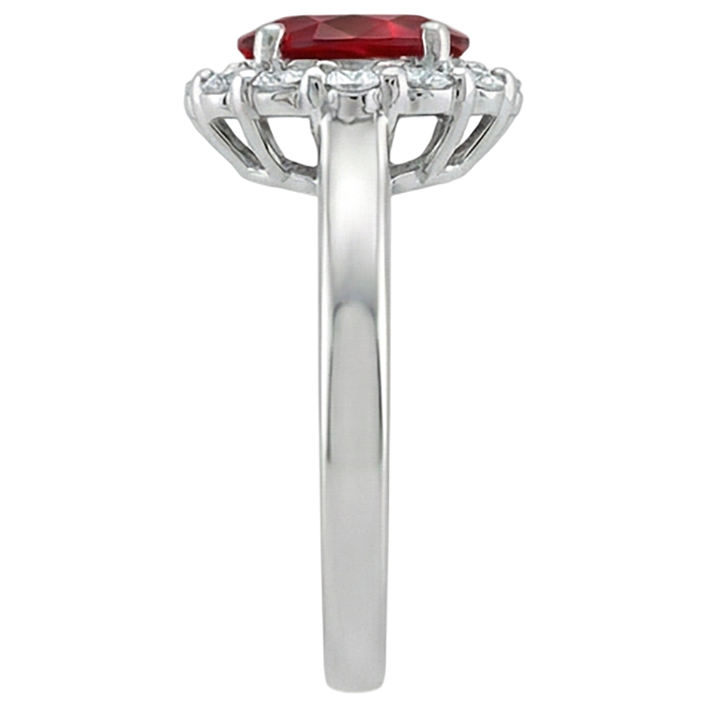 natural round ruby 5ct ring profile view