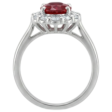 natural round ruby 5ct ring on white background