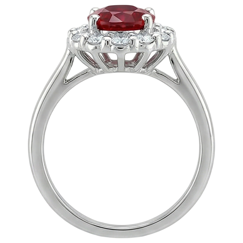 natural round ruby 5ct ring on white background