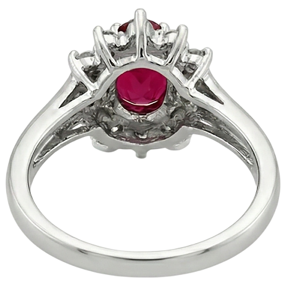 natural round ruby 1.50ct ring on white background