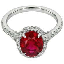 natural round ruby 3.30ct ring top view