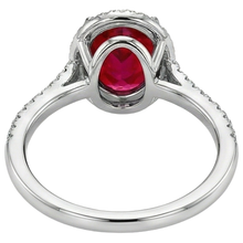 natural round ruby 3.30ct ring on white background