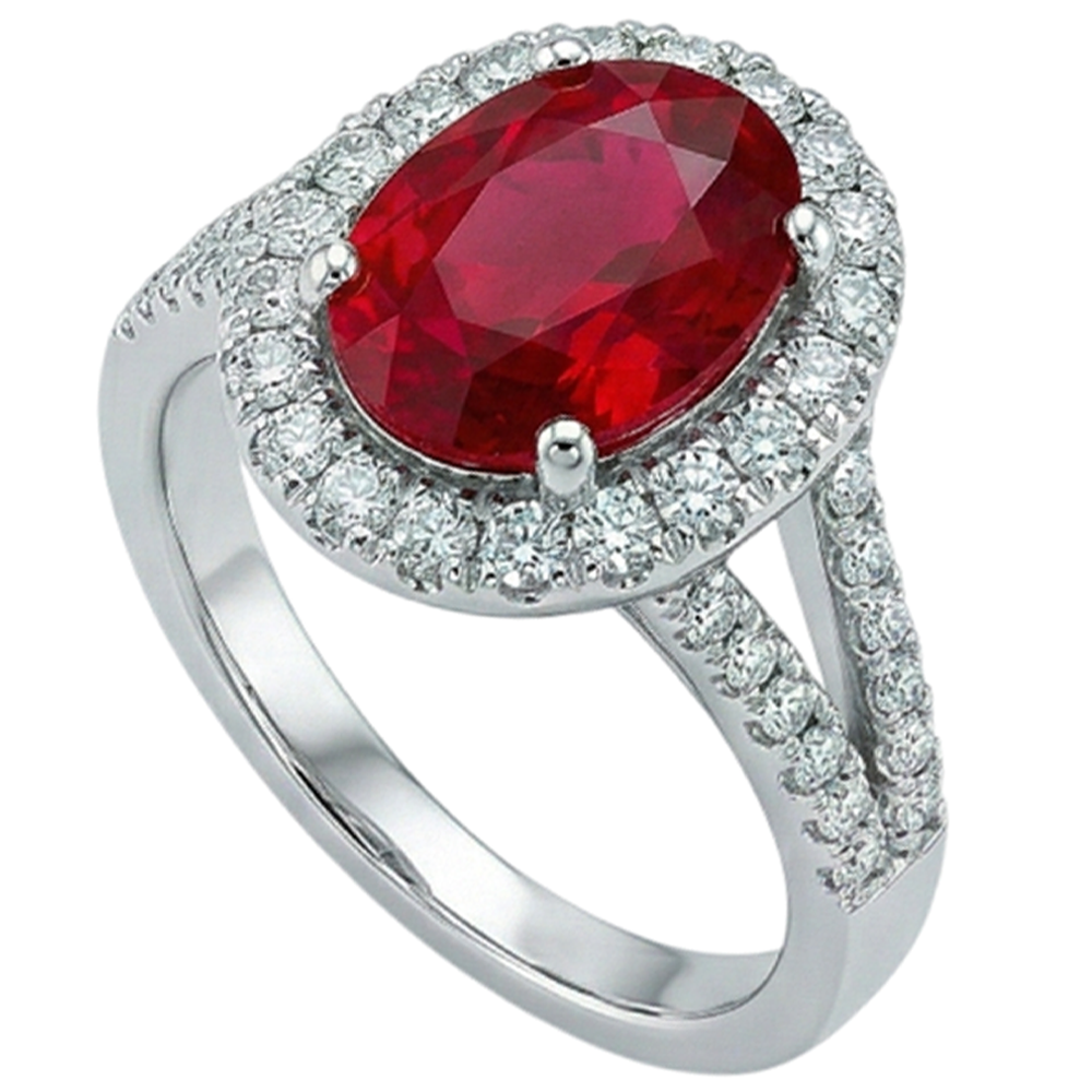 natural round ruby 6.75ct ring top view