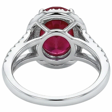 natural round ruby 6.75ct ring on white background