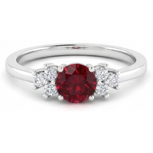 Red Round Ruby Stone And Natural Earth Mined Diamond Ring 1.50 Carats