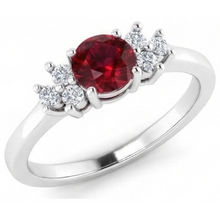 Red Round Ruby Stone And Natural Earth Mined Diamond Ring 1.50 Carats