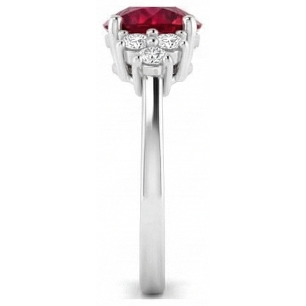 Red Round Ruby Stone And Natural Earth Mined Diamond Ring 1.50 Carats