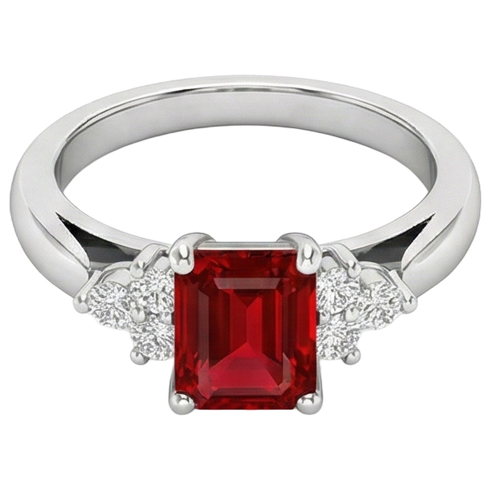 natural round ruby 3.40ct ring side angle