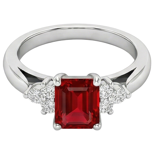 natural round ruby 3.40ct ring side angle