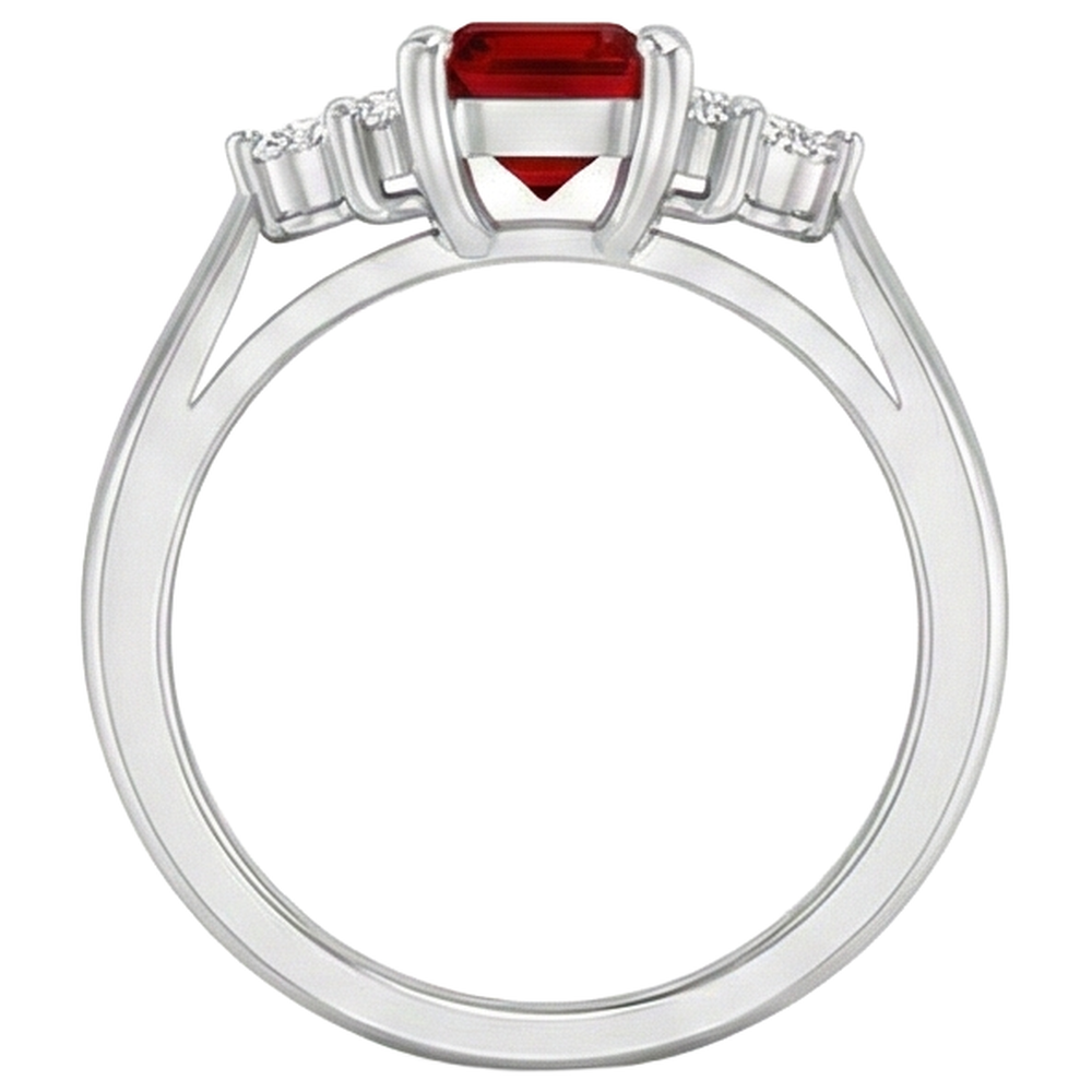natural round ruby 3.40ct ring on white background