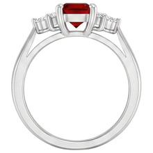 natural round ruby 3.40ct ring on white background