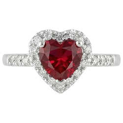 Red Ruby Gemstone With Natural Earth Mined Diamond Ring White Gold Jewellery 3.20 Carats