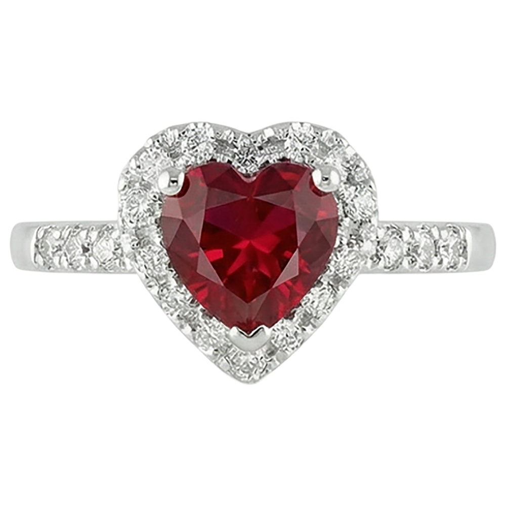 Red Ruby Gemstone With Natural Earth Mined Diamond Ring White Gold Jewellery 3.20 Carats