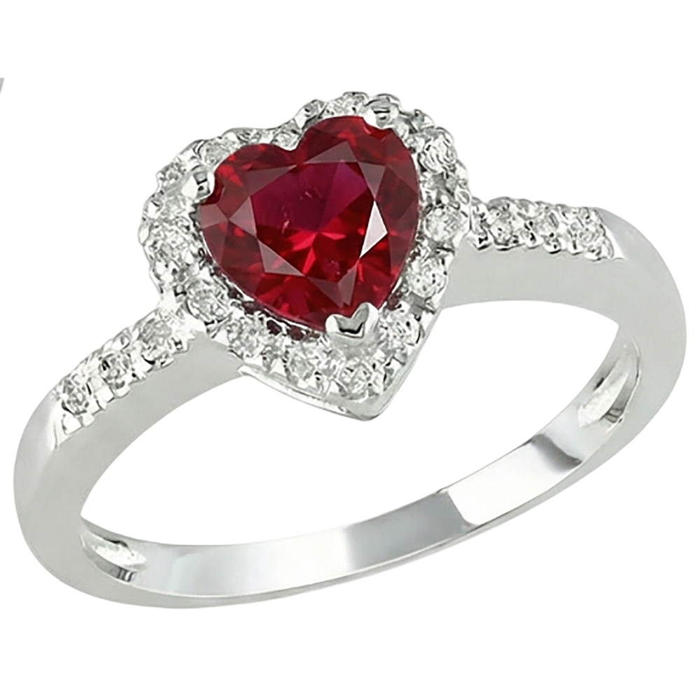 Red Ruby Gemstone With Natural Earth Mined Diamond Ring White Gold Jewellery 3.20 Carats
