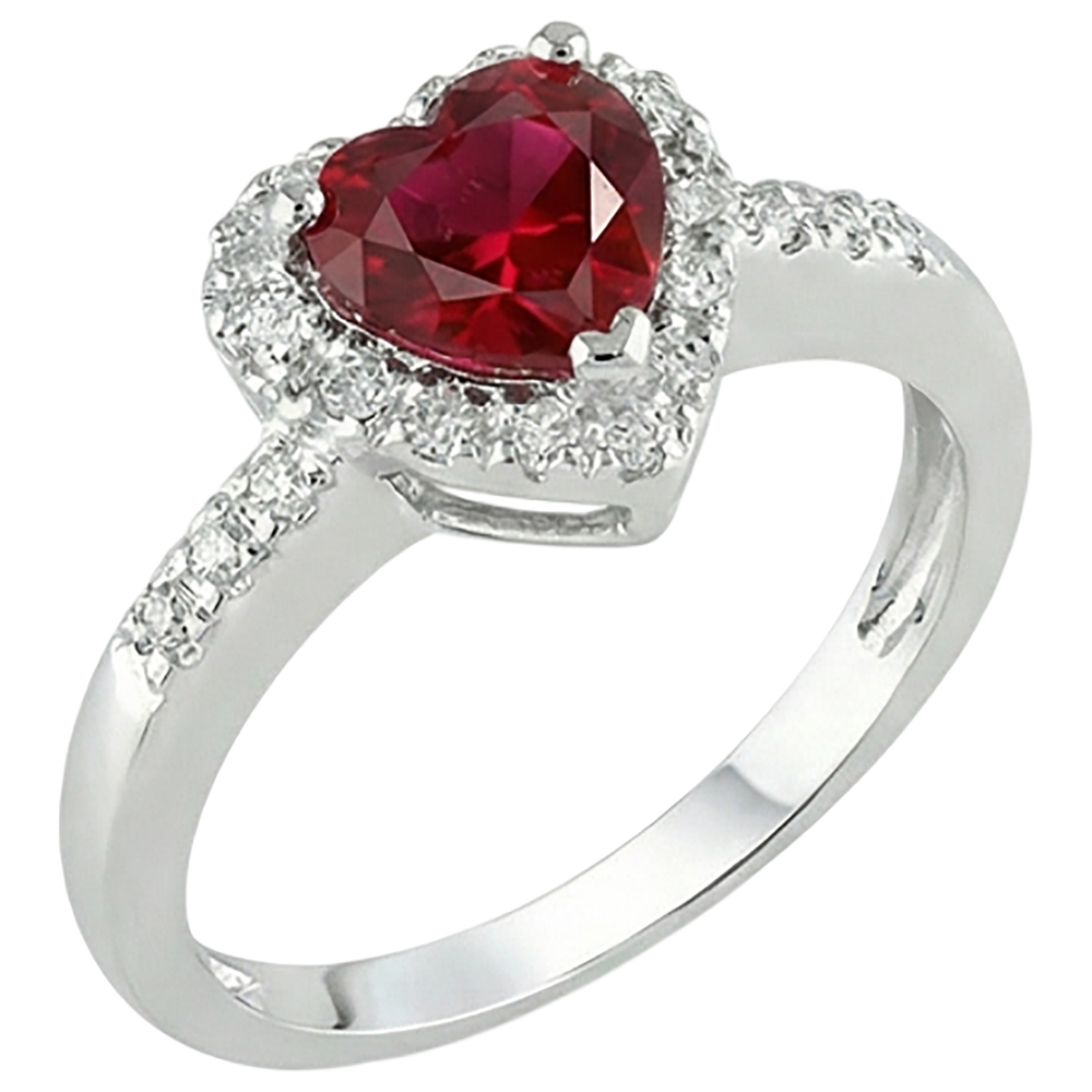 Red Ruby Gemstone With Natural Earth Mined Diamond Ring White Gold Jewellery 3.20 Carats