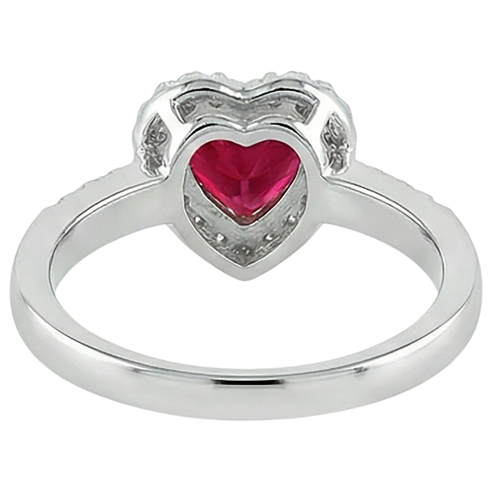 Red Ruby Gemstone With Natural Earth Mined Diamond Ring White Gold Jewellery 3.20 Carats