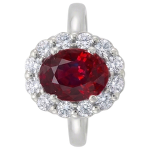 Red Ruby Halo Natural Earth Mined Diamond Wedding Ring White Gold 14K 6.5 Ct