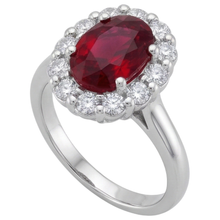 Red Ruby Halo Natural Earth Mined Diamond Wedding Ring White Gold 14K 6.5 Ct