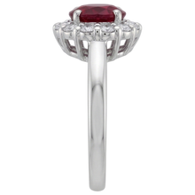 Red Ruby Halo Natural Earth Mined Diamond Wedding Ring White Gold 14K 6.5 Ct