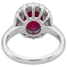 Red Ruby Halo Natural Earth Mined Diamond Wedding Ring White Gold 14K 6.5 Ct