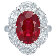 Red Ruby With Halo Natural Earth Mined Diamond Ring White Gold 14K 5.25 Ct Gemstone New