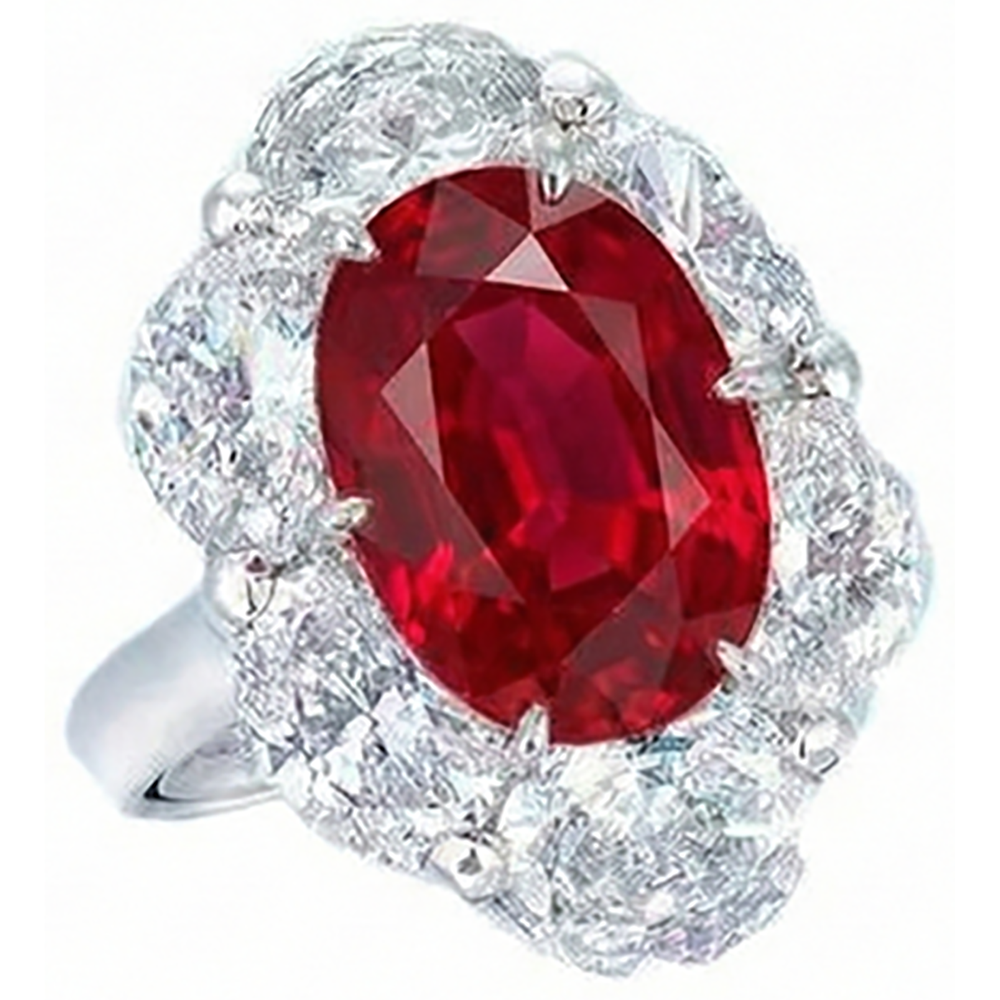 Red Ruby With Halo Natural Earth Mined Diamond Ring White Gold 14K 5.25 Ct Gemstone New