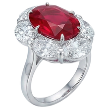 Red Ruby With Halo Natural Earth Mined Diamond Ring White Gold 14K 5.25 Ct Gemstone New