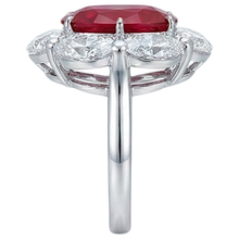 Red Ruby With Halo Natural Earth Mined Diamond Ring White Gold 14K 5.25 Ct Gemstone New