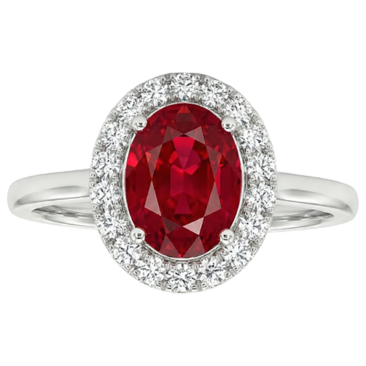 Red Ruby With Natural Earth Mined DIAMOND ( NOT LAB GROWN )s 3.75 Ct Ring 14K Gold White New