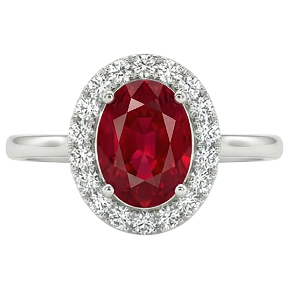 Red Ruby With Natural Earth Mined DIAMOND ( NOT LAB GROWN )s 3.75 Ct Ring 14K Gold White New