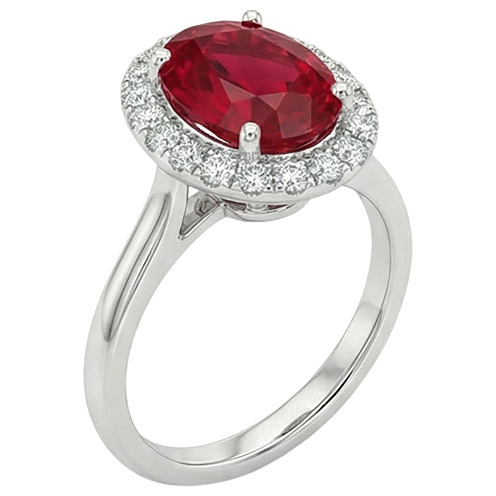 Red Ruby With Natural Earth Mined DIAMOND ( NOT LAB GROWN )s 3.75 Ct Ring 14K Gold White New