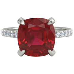 Red Ruby With Natural Earth Mined DIAMOND ( NOT LAB GROWN )s 4.25 Carats Ring 14K White Gold
