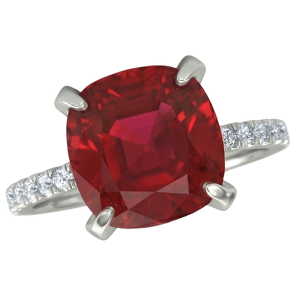 Red Ruby With Natural Earth Mined DIAMOND ( NOT LAB GROWN )s 4.25 Carats Ring 14K White Gold