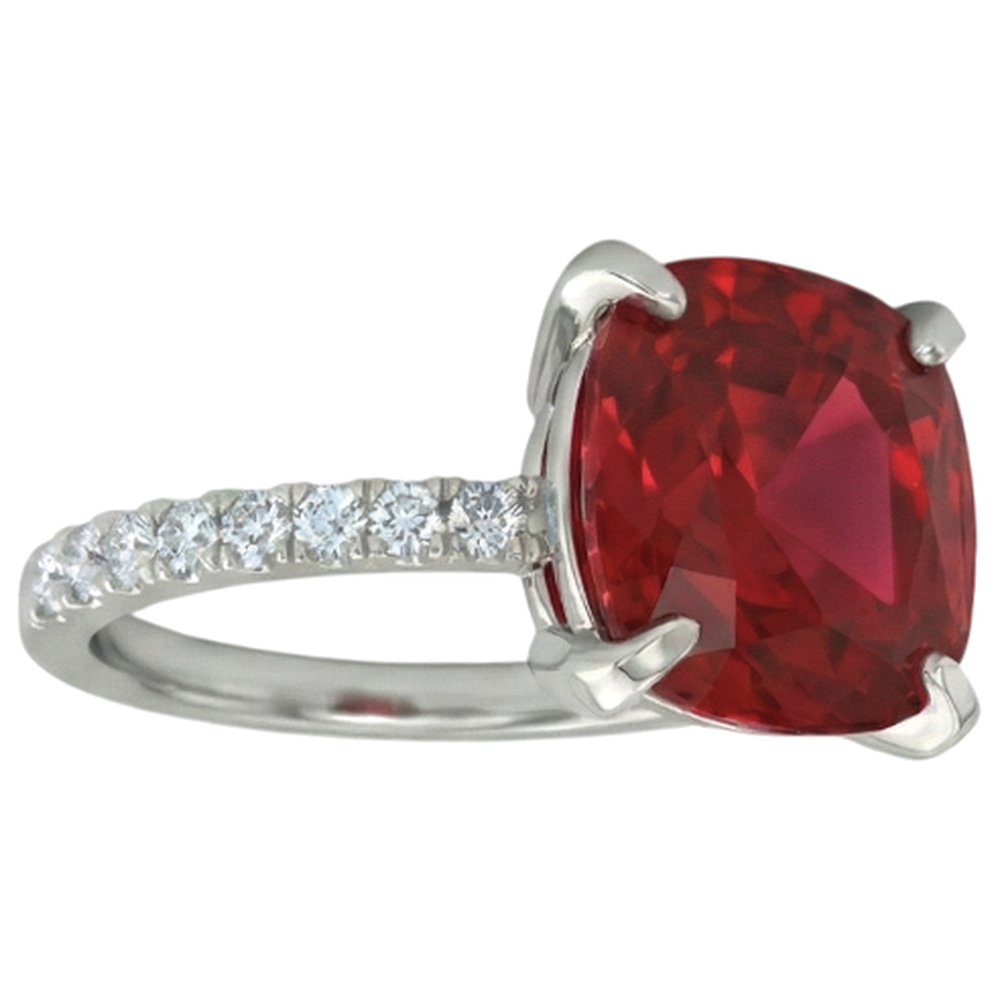 Red Ruby With Natural Earth Mined DIAMOND ( NOT LAB GROWN )s 4.25 Carats Ring 14K White Gold
