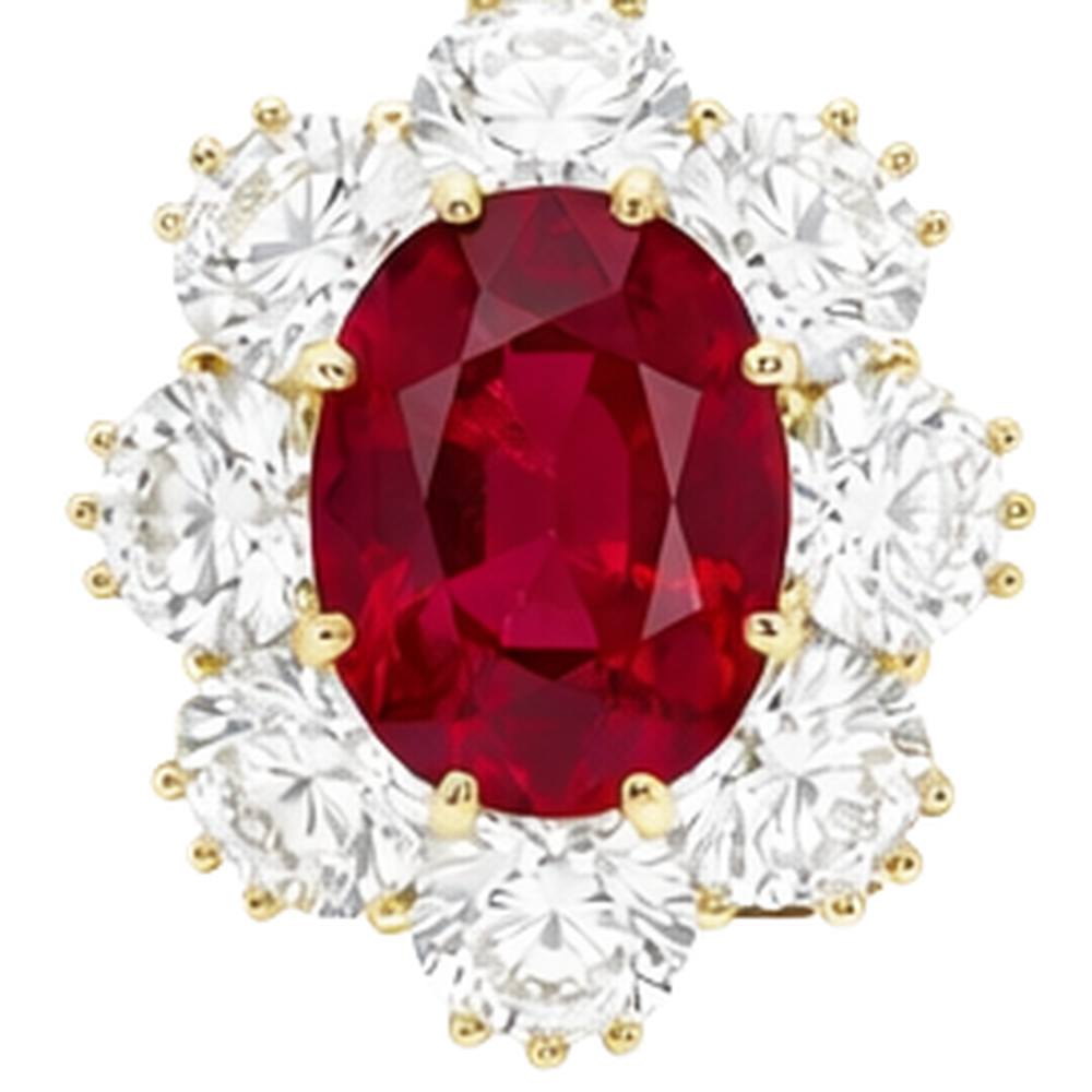 Red Ruby With Natural Earth Mined Diamonds 3 Carats Engagement Ring 14K Yellow Gold
