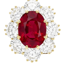 Red Ruby With Natural Earth Mined Diamonds 3 Carats Engagement Ring 14K Yellow Gold