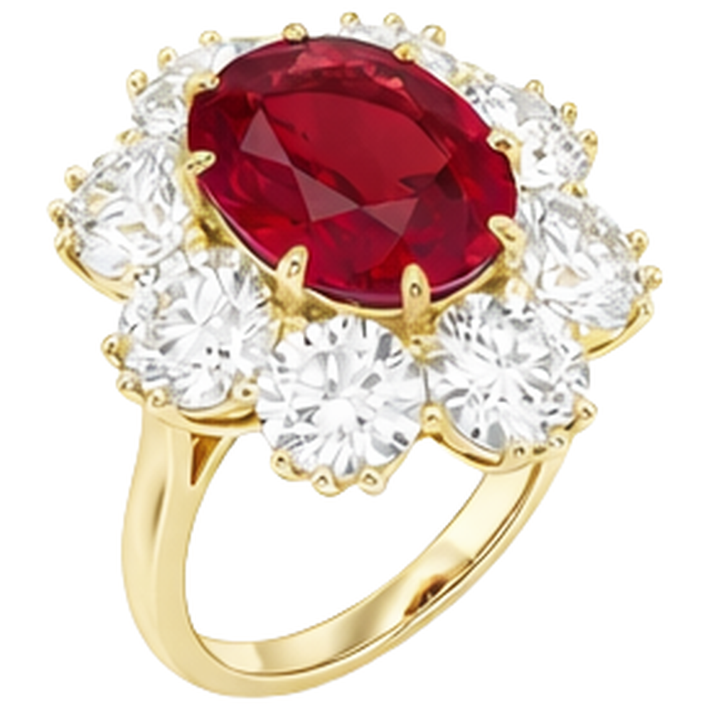 Red Ruby With Natural Earth Mined Diamonds 3 Carats Engagement Ring 14K Yellow Gold