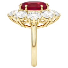 Red Ruby With Natural Earth Mined Diamonds 3 Carats Engagement Ring 14K Yellow Gold